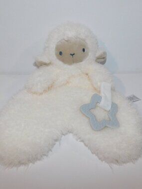 Carters White Lamb Sheep Fuzzy Plush Teether Security Blanket Baby Lovey Nunu